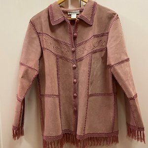 Women's Small Embroidered Suede Dusty Rose jacket